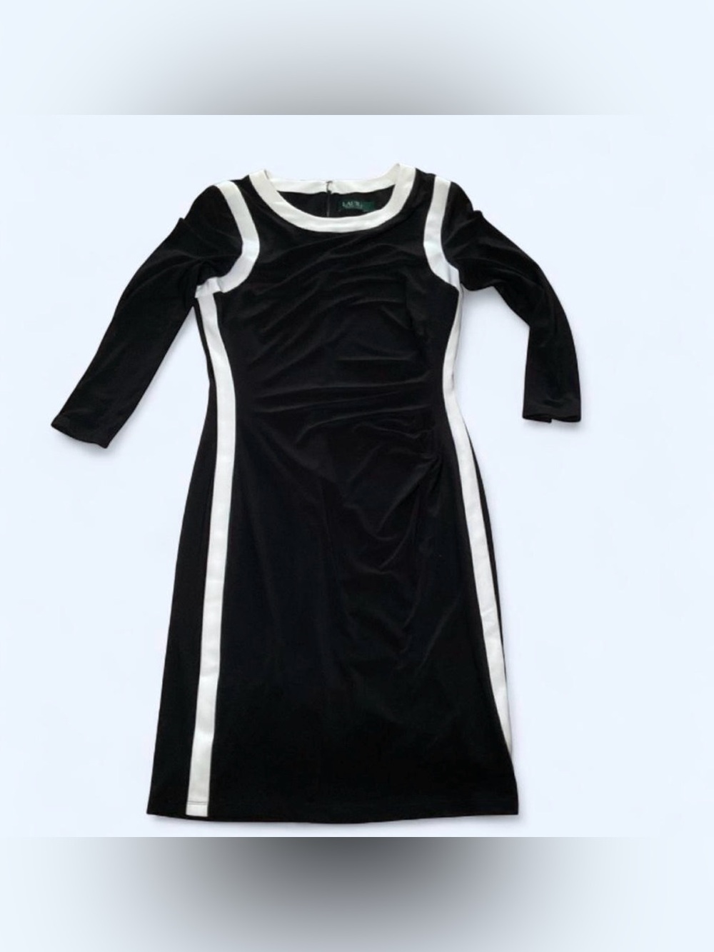 Ralph Lauren black dress with white side stripes size 8